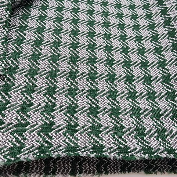 1960s 70s Polyester Fabric Gingham Green White 62" Wide 1 YD 12" VTG - Picture 1 of 7
